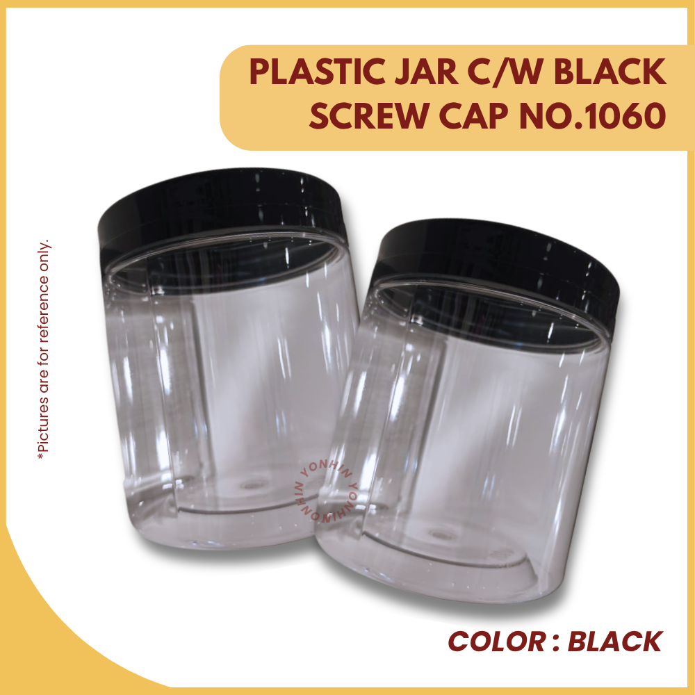 PLASTIC JAR C/W BLACK SCREW CAP NO.1060-UNIT