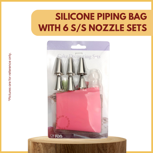 SILICONE PIPING BAG WITH 6 S/S NOZZLE SETS-UNIT
