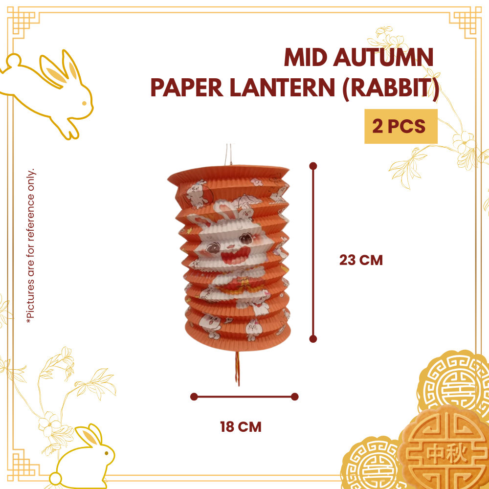 MID AUTUMN PAPER LANTERN (RABBIT)+HANDLE 2PCS-PKT-R