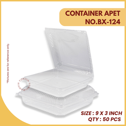 CONTAINER APET NO.BX-124 (9"X3") 50PCS-PKT