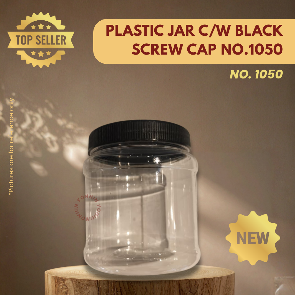 PLASTIC JAR C/W BLACK SCREW CAP NO.1050-UNIT