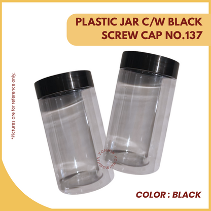 PLASTIC JAR C/W BLACK SCREW CAP NO.137 PER UNIT