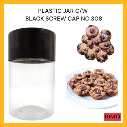 PLASTIC JAR C/W BLACK SCREW CAP NO. 308 PER UNIT