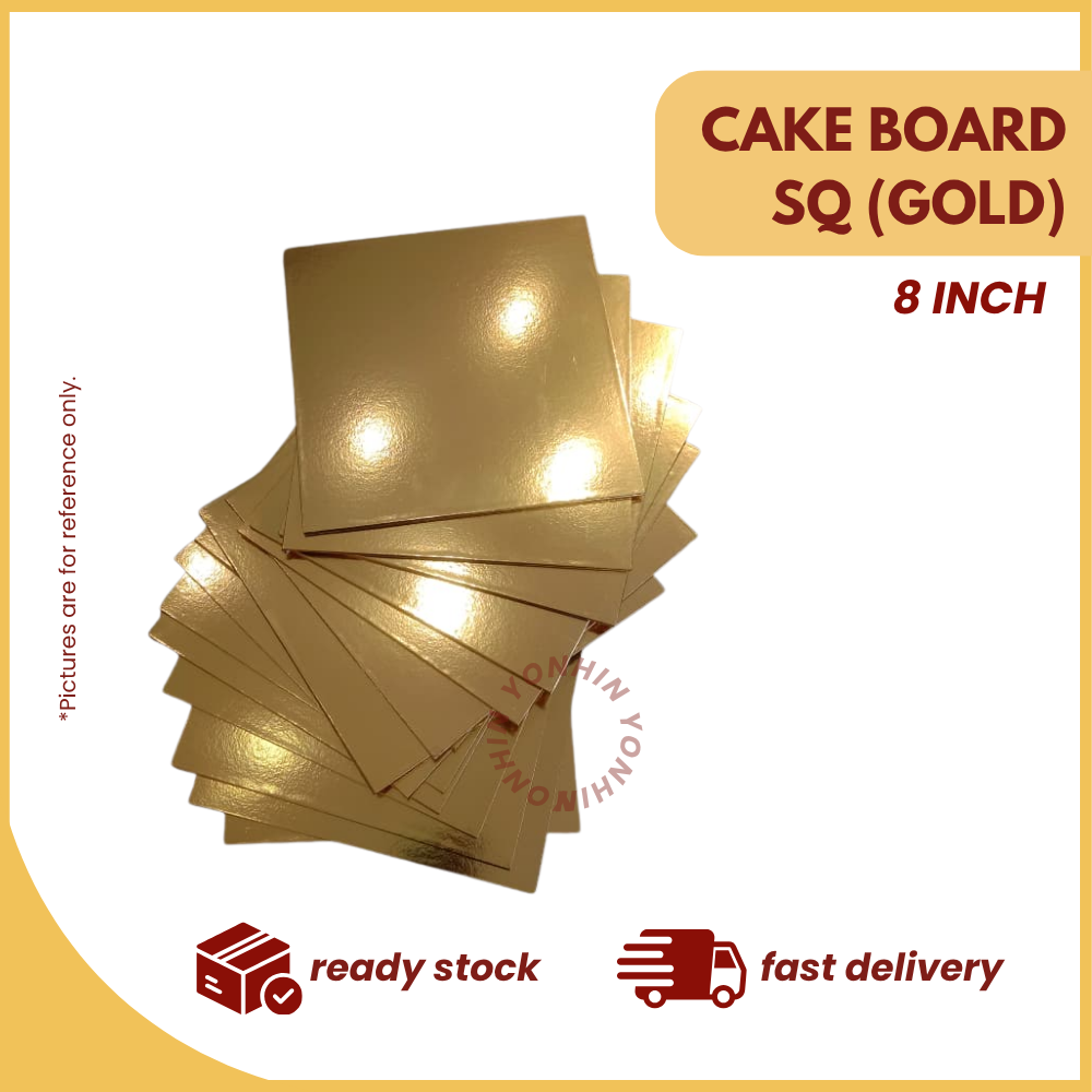CAKE BOARD SQ 8" (GOLD) -BDL-100