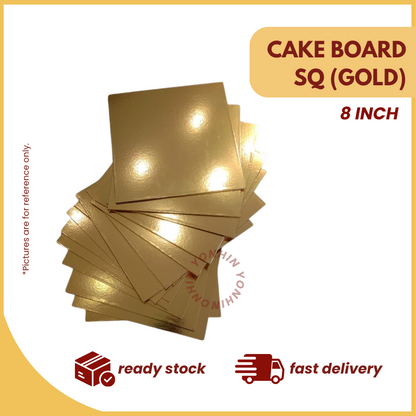 CAKE BOARD SQ 8" (GOLD) -BDL-100