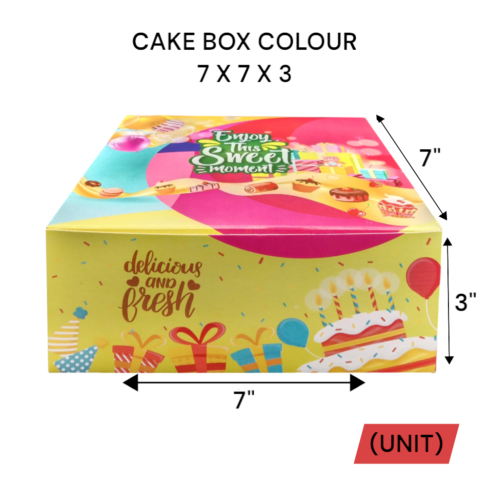 7" X 7" X 3" COLOUR CAKE BOX