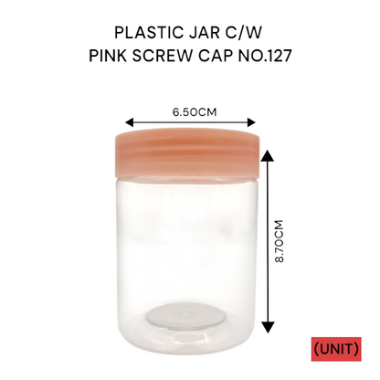 PLASTIC JAR C/W PINK SCREW CAP NO.127 PER UNIT