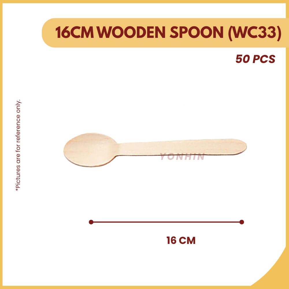 16CM WOODEN SPOON (WC33) 50PCS-PKT