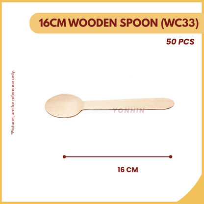 16CM WOODEN SPOON (WC33) 50PCS-PKT