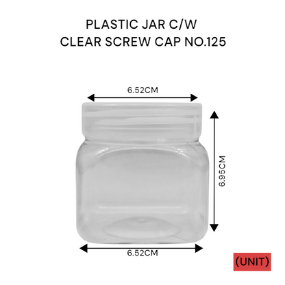 PLASTIC JAR C/W CLEAR SCREW CAP NO.125 PER UNIT