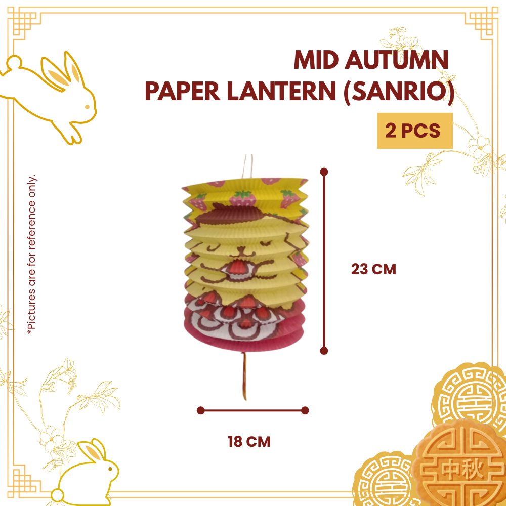 MID AUTUMN PAPER LANTERN (SANRIO)+HANDLE 2PCS-PKT-R