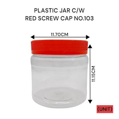PLASTIC JAR C/W RED SCREW CAP NO.103 PER UNIT