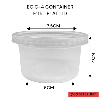 EC C-4 CONTAINER E115T FLAT LID (100SETS) PER PKT