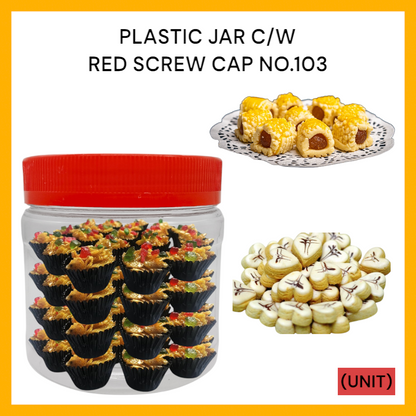 PLASTIC JAR C/W RED SCREW CAP NO.103 PER UNIT