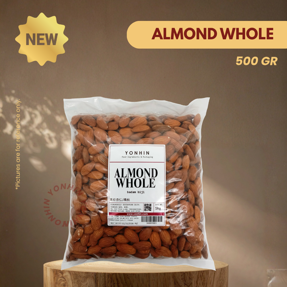 ALMOND WHOLE (BADAM BIJI) 500GM-PKT-R