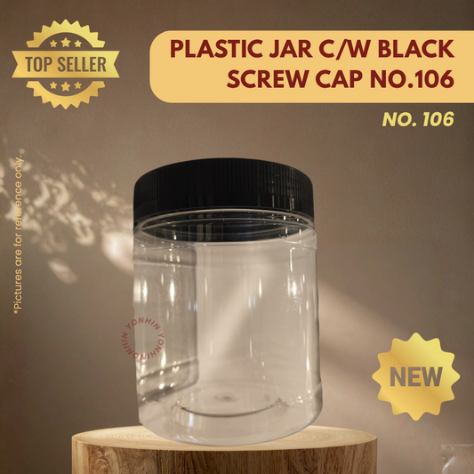 PLASTIC JAR C/W BLACK SCREW CAP NO.106-UNIT