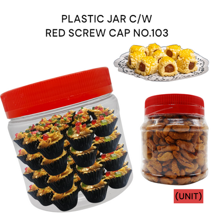 PLASTIC JAR C/W RED SCREW CAP NO.103 PER UNIT