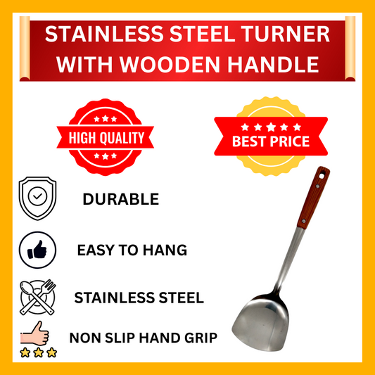 STAINLESS STEEL TURNER WITH WOODEN HANDLE (1.2)