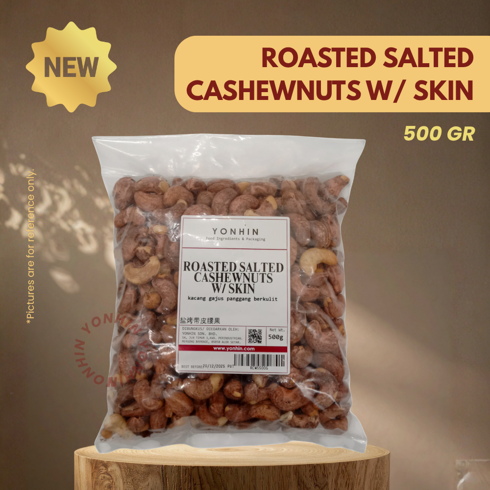 ROASTED SALTED CASHEWNUTS W/ SKIN 500GM-PKT-R