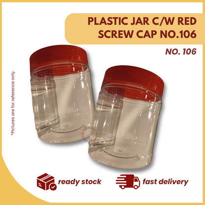 PLASTIC JAR C/W RED SCREW CAP NO.106 PER UNIT