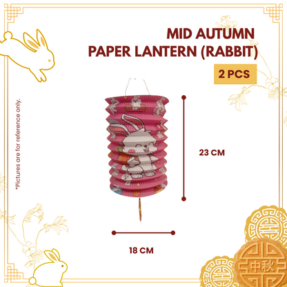 MID AUTUMN PAPER LANTERN (RABBIT)+HANDLE 2PCS-PKT-R