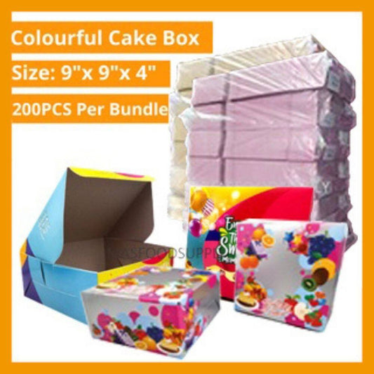 200Pcs Per Bundle Colourful 9 Inch Cake Box