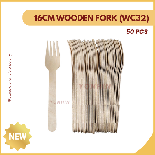 16CM WOODEN FORK (WC32) 50PCS-PKT