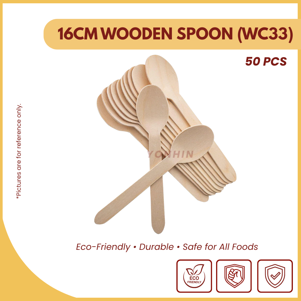 16CM WOODEN SPOON (WC33) 50PCS-PKT