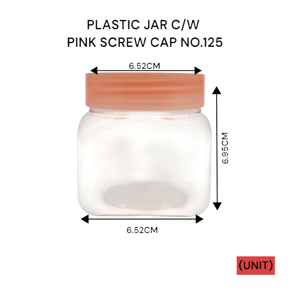 PLASTIC JAR C/W PINK SCREW CAP NO.125 PER UNIT