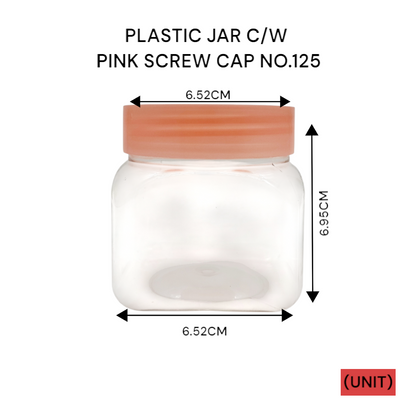 PLASTIC JAR C/W PINK SCREW CAP NO.125 PER UNIT