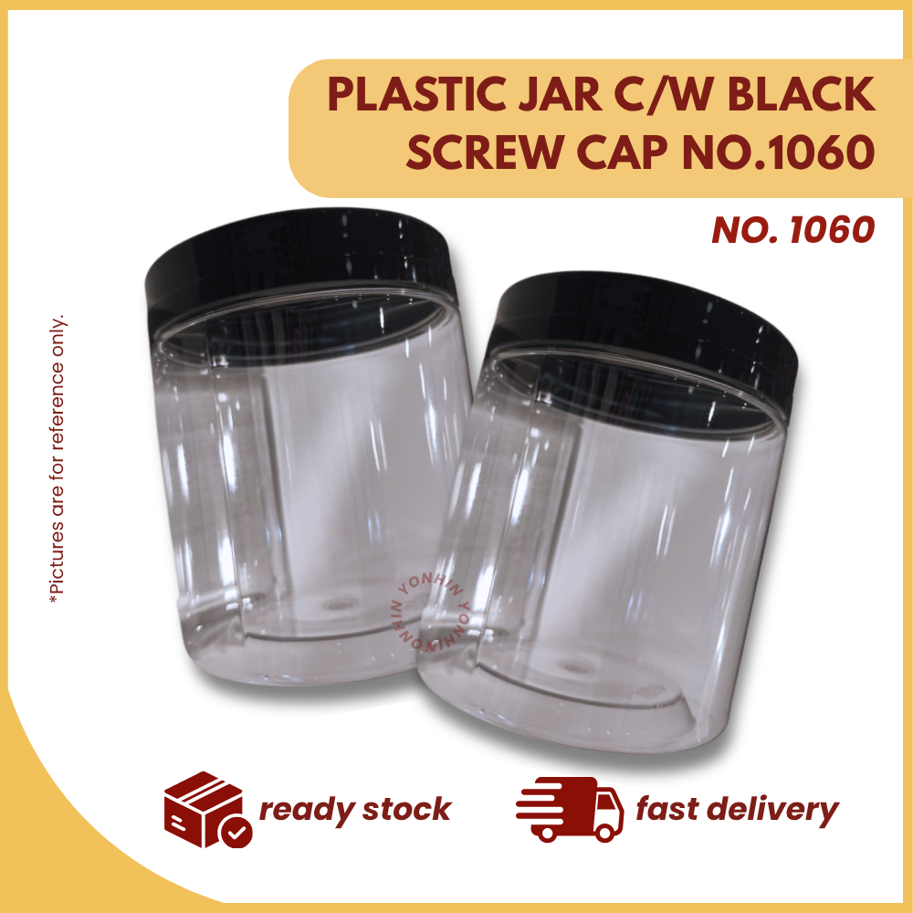 PLASTIC JAR C/W BLACK SCREW CAP NO.1060-UNIT