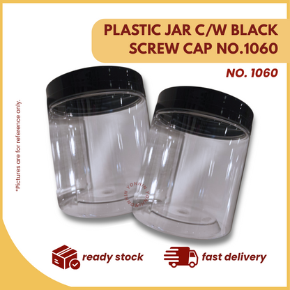 PLASTIC JAR C/W BLACK SCREW CAP NO.1060-UNIT