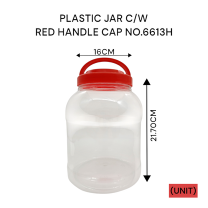 PLASTIC JAR C/W RED HANDLE CAP NO.6613H PER UNIT