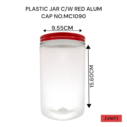PLASTIC JAR C/W RED ALUM CAP NO.MC1090 PER UNIT