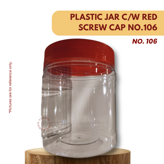 PLASTIC JAR C/W RED SCREW CAP NO.106 PER UNIT