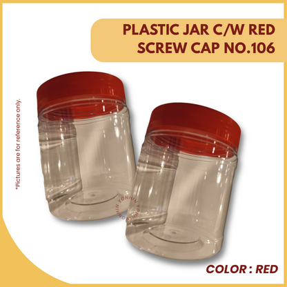 PLASTIC JAR C/W RED SCREW CAP NO.106 PER UNIT
