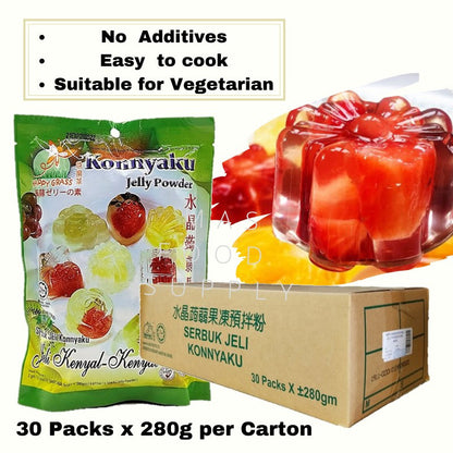 Happy Grass Konnyaku Jelly Powder (Plain) 30 Pack x 280gm/Carton Serbuk Jeli Konnyaku Jeli Kenyal- Kenyal Karton