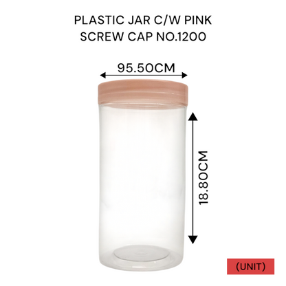 PLASTIC JAR C/W PINK SCREW CAP NO.1200 PER UNIT
