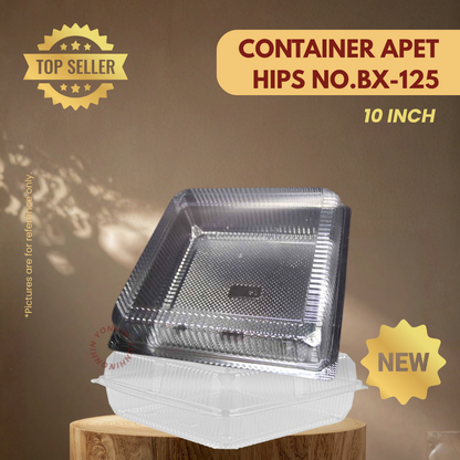 CONTAINER APET HIPS NO.BX-125 (10") 50PCS-PKT