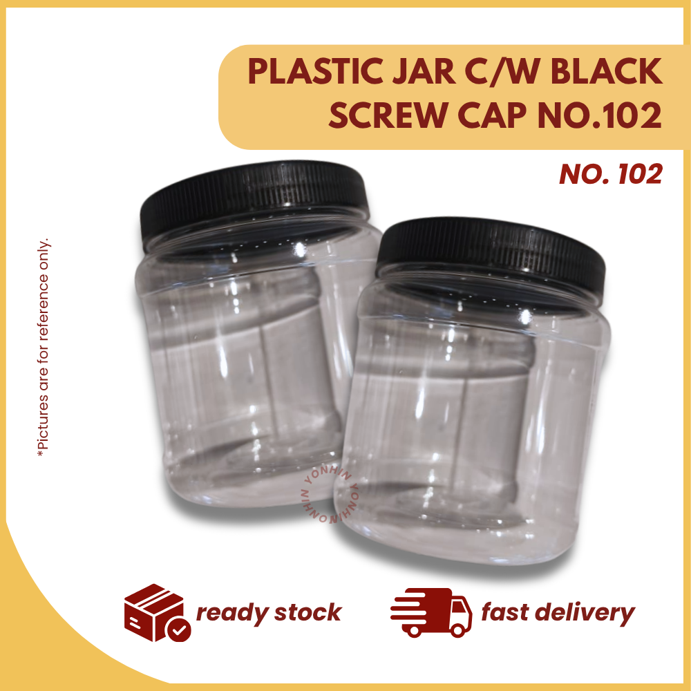 PLASTIC JAR C/W BLACK SCREW CAP NO.102-UNIT
