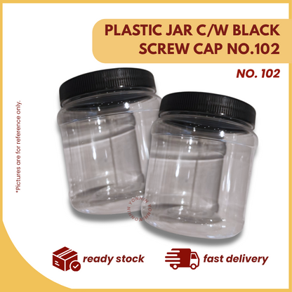 PLASTIC JAR C/W BLACK SCREW CAP NO.102-UNIT
