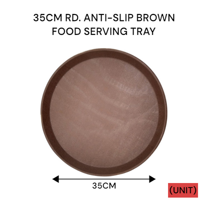 35CM RD. ANTI-SLIP BROWN FOOD SERVING TRAY (B36-27B 1400) PER UNIT
