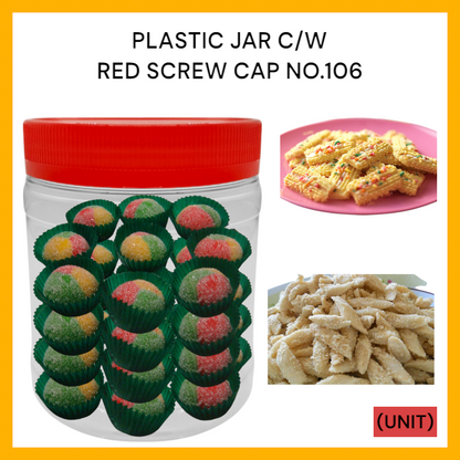 PLASTIC JAR C/W RED SCREW CAP NO.106 PER UNIT