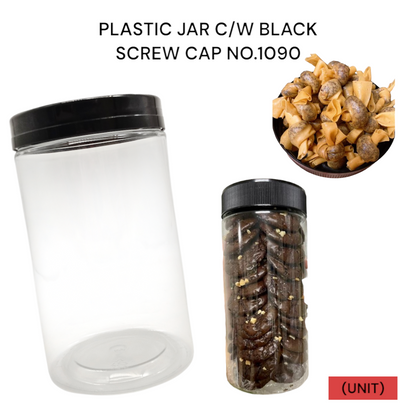 PLASTIC JAR C/W BLACK SCREW CAP NO.1090 PER UNIT