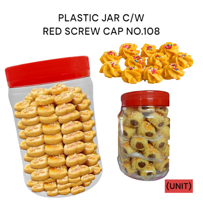 PLASTIC JAR C/W RED SCREW CAP NO.108 PER UNIT