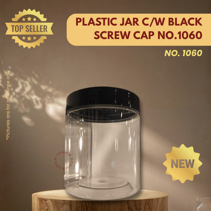 PLASTIC JAR C/W BLACK SCREW CAP NO.1060-UNIT