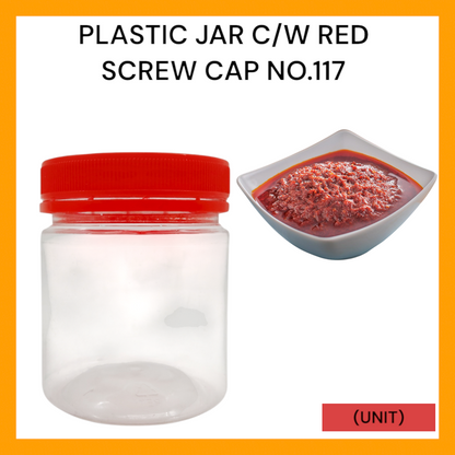 PLASTIC JAR C/W RED SCREW CAP NO.117 PER UNIT