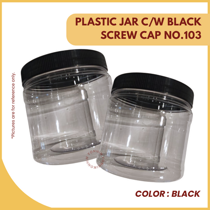 PLASTIC JAR C/W BLACK SCREW CAP NO.103-UNIT