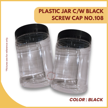 PLASTIC JAR C/W BLACK SCREW CAP NO.108-UNIT