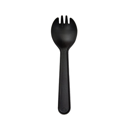 DISPOSABLE PLASTIC DESSERT SPOON AND FORK (BLACK) 100'S Per Pack